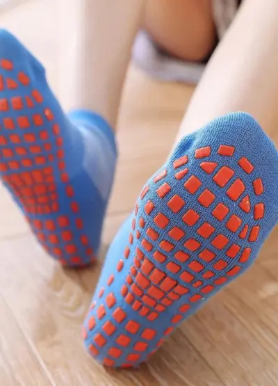 UltraGrip Blue Anti-Slip Socks - Comfortable and Secure Non-Slip Socks for Home and Yoga Practice