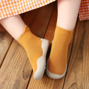 Baby Grip Socks Shoes Yellow Infant Anti-slip Floor Socks Children’s Rubber Sole Shoes Kids Toddler Fashion Grip Sock Shoes