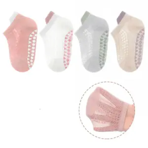 4 Pairs Premium Grip Socks Children’s Boys Girls Sock Summer Mesh Thin Kids Socks For Girls Boys Casual Toddler Short Floor Sock Anti-slip