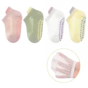 4 Pairs Premium Grip Socks Children’s Boys Girls Sock Summer Mesh Thin Kids Socks For Girls Boys Casual Toddler Short Floor Sock Anti-slip