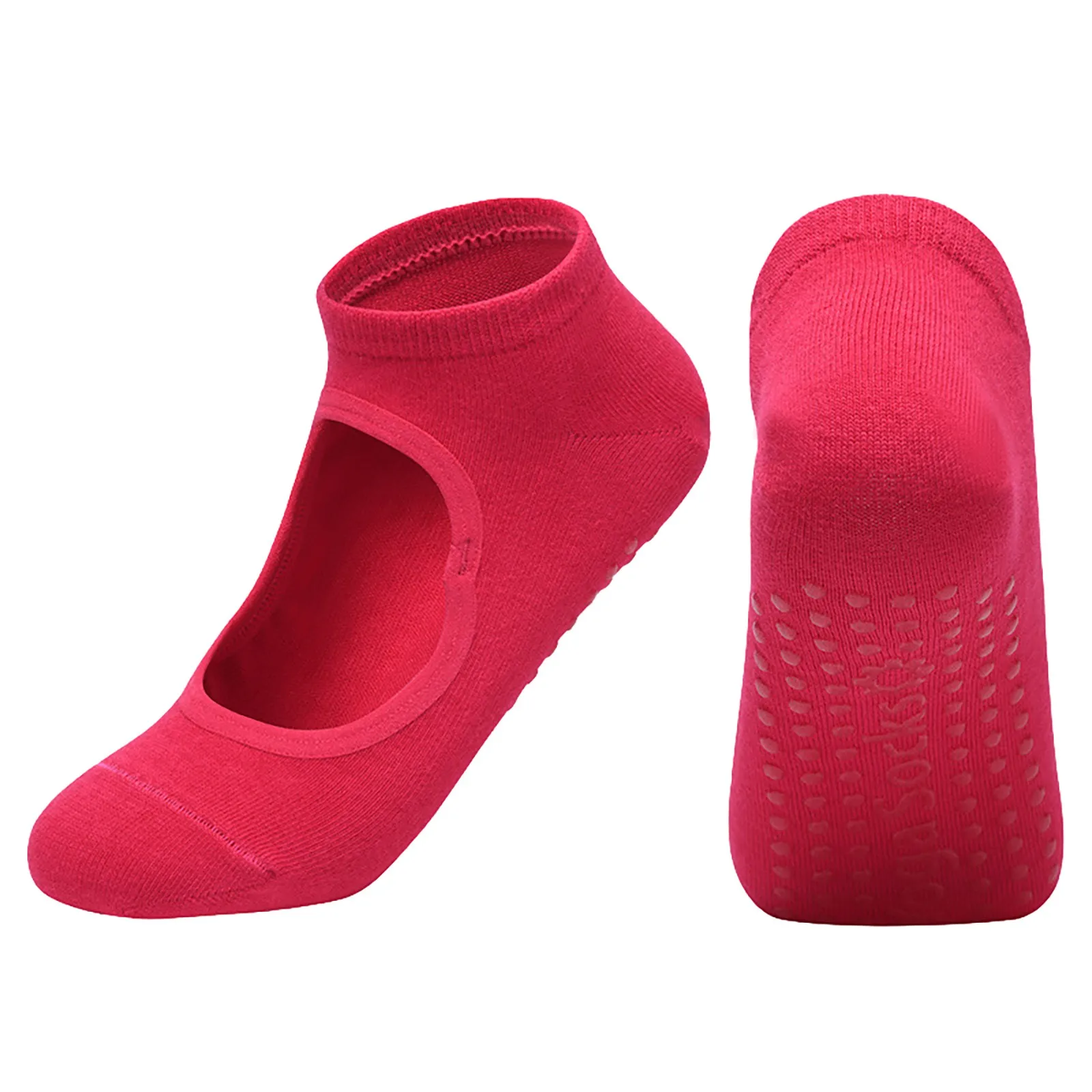 1Pair Ladies' Solid Color Backless Grip Socks Yoga Ankle Sports Socks Ladies' Anti Running Socks with Tab Compression Socks for Women Non-slip