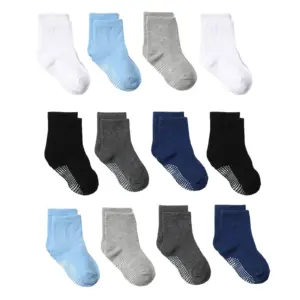 12 Pack Size 1 to 7 Boys Socks Kids  Non Slip Kids Toddler Baby Socks With Grips For 1 to 7 Years Boys Girls Toddler No Slip Socks Boys