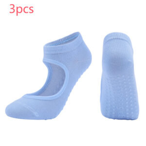 Women’s Ballet-Cut Grip Yoga Socks – Non-Slip, Low-Cut Breathable Cotton for Pilates, Barre & Dance –  3 Pair Bundle