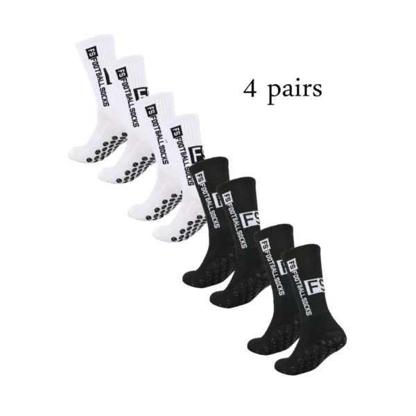 4-Pack White Football Grip Socks – Anti-Slip Performance | Free Shipping | Unisex Crew Fit