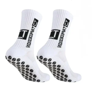 4-Pack White Football Grip Socks – Anti-Slip Performance | Free Shipping | Unisex Crew Fit