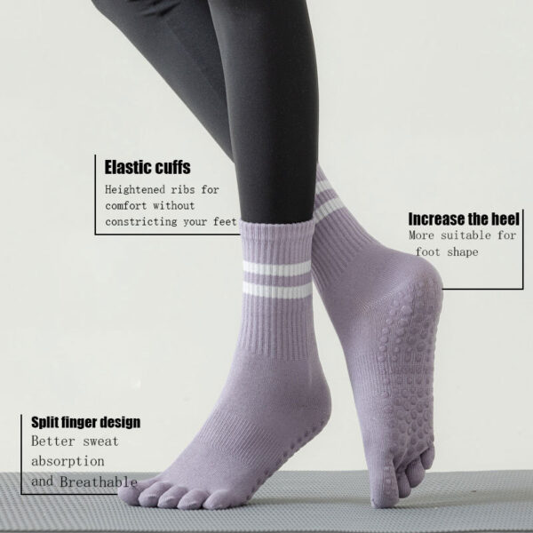 8 Pairs Women’s Toe Grip Yoga Socks – Non-Slip, Breathable Cotton Socks for Pilates, Barre & Daily Comfort - Image 4