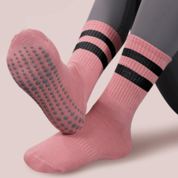 Women’s Mid-Calf Grip Yoga Socks – Non-Slip, Breathable Cotton for Pilates, Barre & Fitness – 1, 3, 5 or 6 Pair Bundles - Image 6