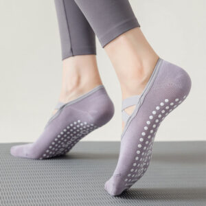 6 Pairs Women’s Ballet Grip Socks – Non-Slip Cotton Socks with Cross Straps for Yoga, Pilates & Barre – Stylish & Breathable