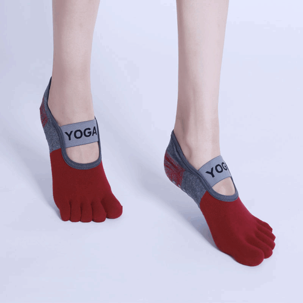 Women’s Toe Grip Yoga Socks with Arch Strap – Breathable, Non-Slip Cotton for Pilates, Barre & Fitness – 1, 3 or 6 Pair Bundles - Image 2