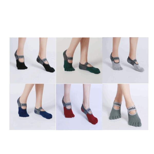 Women’s Toe Grip Yoga Socks with Arch Strap – Breathable, Non-Slip Cotton for Pilates, Barre & Fitness – 1, 3 or 6 Pair Bundles - Image 10
