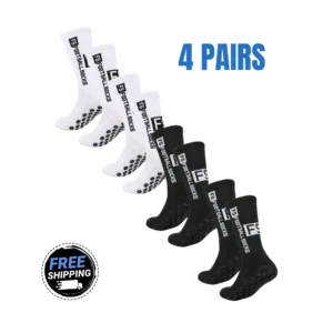 4-Pack Anti-Slip Football Grip Socks for Men & Women | Free Shipping | Athletic Performance Socks