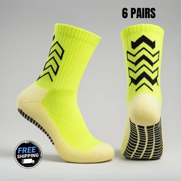 6-Pack Anti-Slip Athletic Grip Socks for Men & Women – Ultra Grip Performance | Free Shipping Included