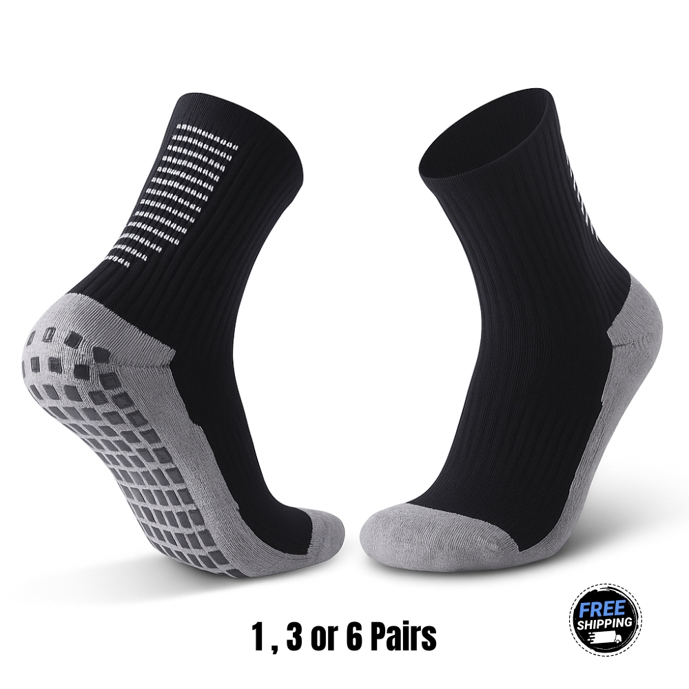 Unisex Pro Sports Grip Socks – 1, 3 or 6 Pairs – Anti-Slip Compression Socks for Football, Basketball & Crossfit