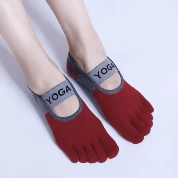 4-Pack Five-Toe Non-Slip Yoga Socks for Women | Anti-Slip Grip | Cross-Strap Design | Free Shipping - Image 3