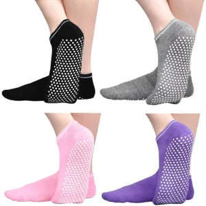 4-Pack Non-Slip Grip Socks for Women | Yoga, Pilates, Home & Recovery | Free Shipping