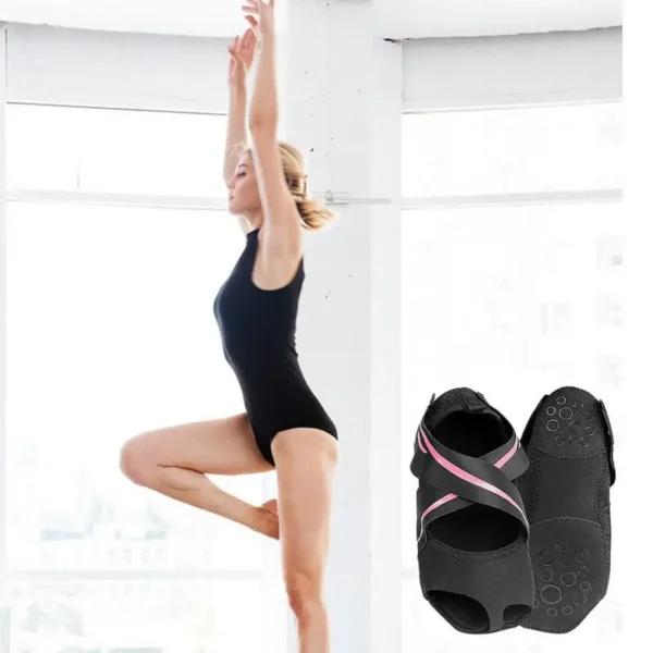 Non-Slip Yoga & Pilates Socks with Cross-Strap – 1 Pair | Anti-Slip Grip | Breathable & Elegant Design - Image 7