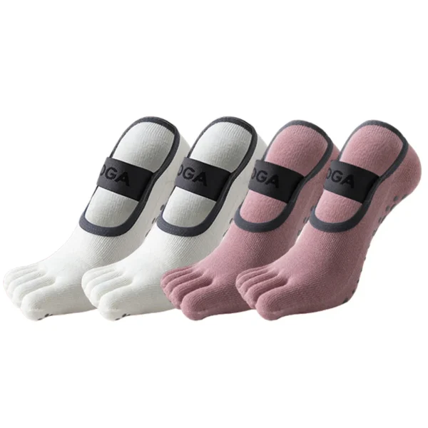4-Pack Five-Toe Non-Slip Yoga Socks for Women | Anti-Slip Grip | Cross-Strap Design | Free Shipping - Image 9