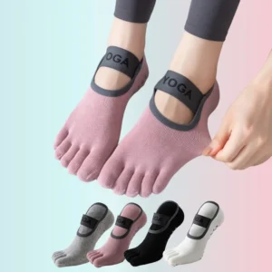 4-Pack Five-Toe Non-Slip Yoga Socks for Women | Anti-Slip Grip | Cross-Strap Design | Free Shipping