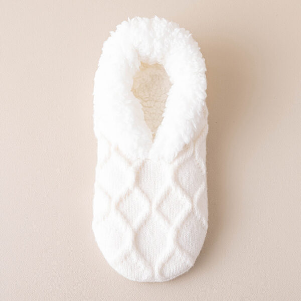 Unisex Plush-Lined Anti-Slip Indoor Floor Socks – Diamond Knit | Thick & Warm - Image 4