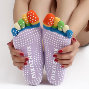 Teen Grip Toe Socks – Colorful Anti-Slip 5-Toe Socks for Yoga & Daily Comfort