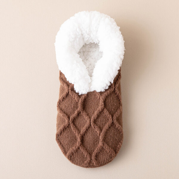 Unisex Plush-Lined Anti-Slip Indoor Floor Socks – Diamond Knit | Thick & Warm - Image 7