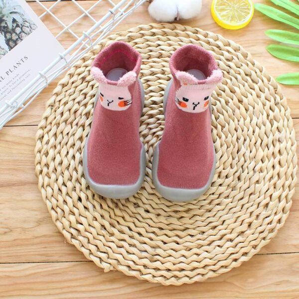 Children Floor Socks with TPE Non-Slip Sole – Blue Fox | Soft Cotton Grip Shoes for Toddlers