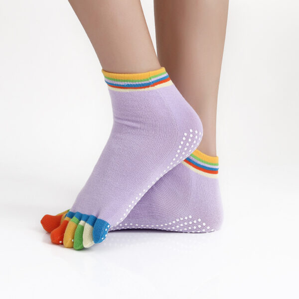 Teen Grip Toe Socks – Colorful Anti-Slip 5-Toe Socks for Yoga & Daily Comfort - Image 3