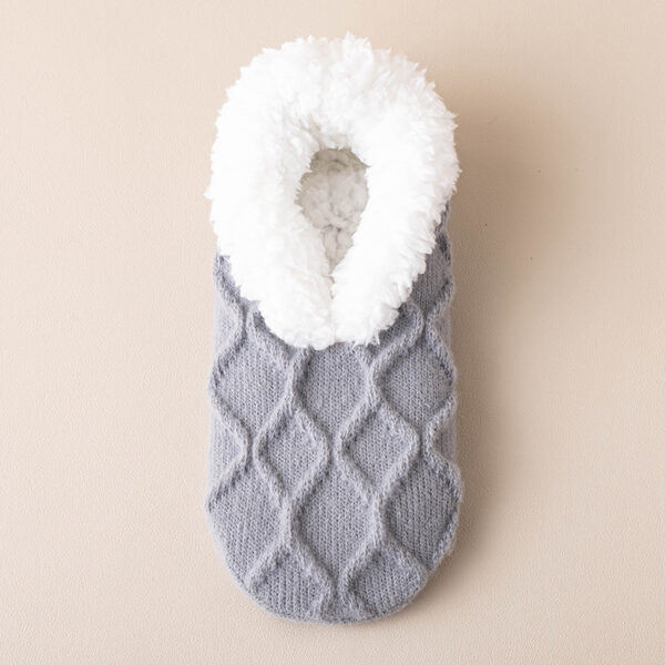 Unisex Plush-Lined Anti-Slip Indoor Floor Socks – Diamond Knit | Thick & Warm - Image 5
