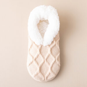 Unisex Plush-Lined Anti-Slip Indoor Floor Socks – Diamond Knit | Thick & Warm
