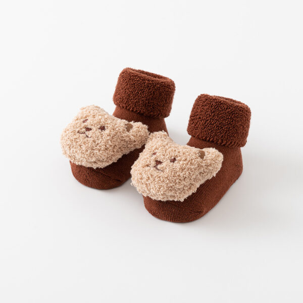 Thick Plush Baby Floor Socks with 3D Bear – Non-Slip & Cozy for Indoors - Image 3