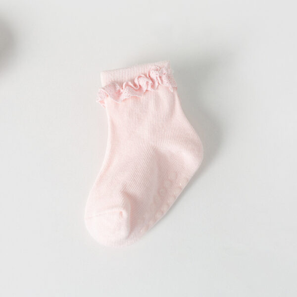 Non-Slip Baby Girl Socks – Soft Pink with Ruffle Cuff | Silicone Sole Grip | Ages 0–3 - Image 10