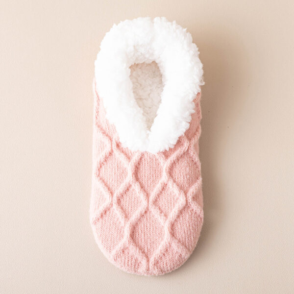 Unisex Plush-Lined Anti-Slip Indoor Floor Socks – Diamond Knit | Thick & Warm - Image 6