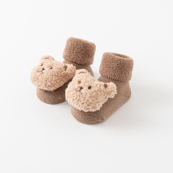 Thick Plush Baby Floor Socks with 3D Bear – Non-Slip & Cozy for Indoors - Image 4
