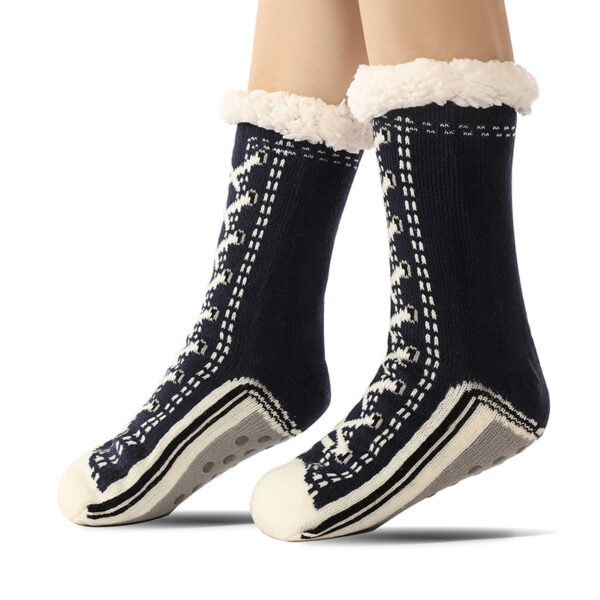 Teen Anti-Slip Fleece Lined Socks – Lake Blue | Cozy Thick Winter Grip Socks - Image 5
