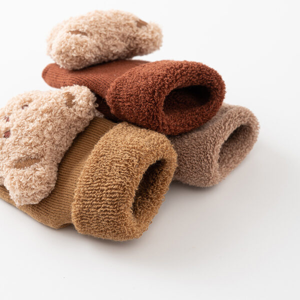 Thick Plush Baby Floor Socks with 3D Bear – Non-Slip & Cozy for Indoors - Image 8