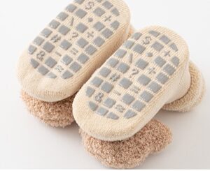 Thick Plush Baby Floor Socks with 3D Bear – Non-Slip & Cozy for Indoors