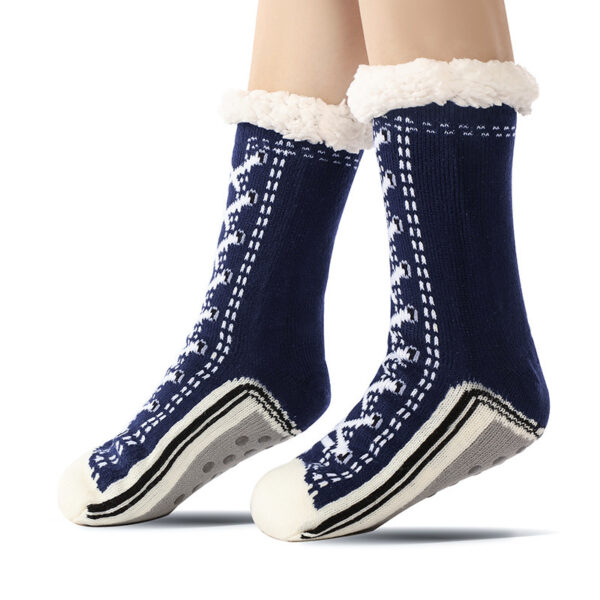 Teen Anti-Slip Fleece Lined Socks – Lake Blue | Cozy Thick Winter Grip Socks - Image 4