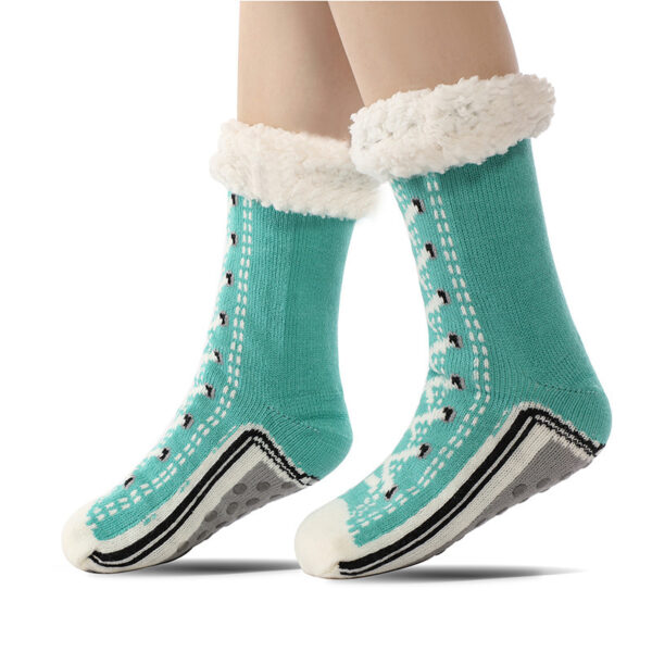 Teen Anti-Slip Fleece Lined Socks – Lake Blue | Cozy Thick Winter Grip Socks - Image 9