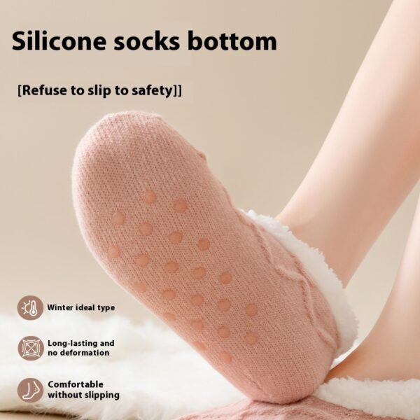 Unisex Plush-Lined Anti-Slip Indoor Floor Socks – Diamond Knit | Thick & Warm - Image 8