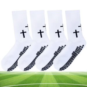 Men’s Non-Slip Grip Socks – White or Black – One Size for Adults (1/4/6/8 Pack)
