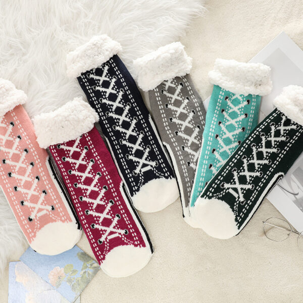 Teen Anti-Slip Fleece Lined Socks – Lake Blue | Cozy Thick Winter Grip Socks - Image 10