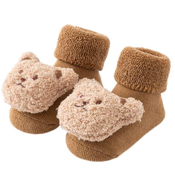 Thick Plush Baby Floor Socks with 3D Bear – Non-Slip & Cozy for Indoors - Image 7